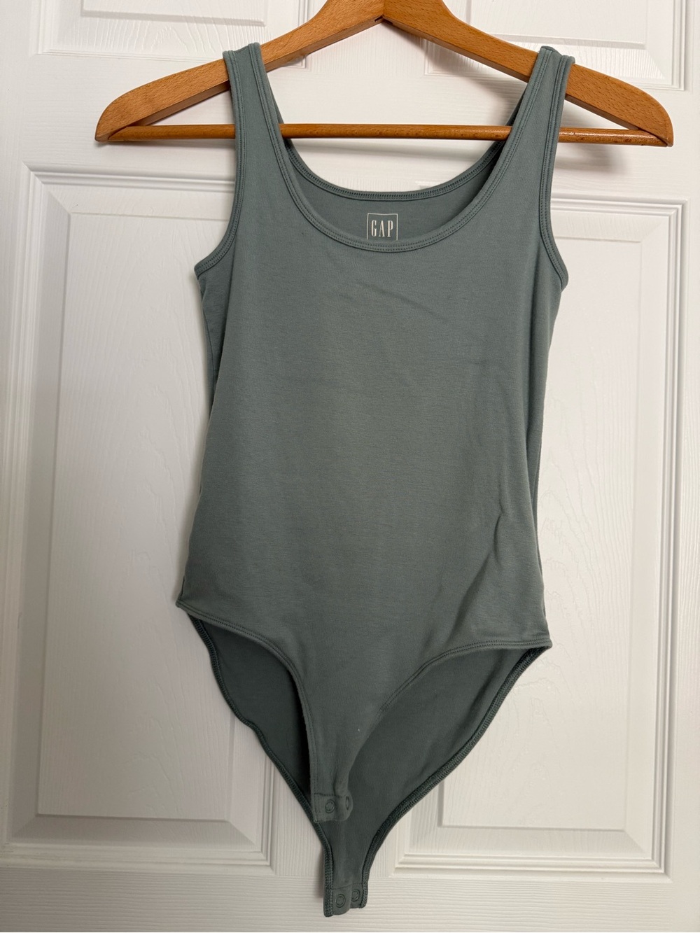GAP Womens Sage Green Scoop Neck Bodysuit Capsule Minimalist